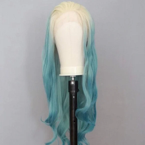 22” OMBRÉ BLONDE & BLUE BODY WAVY LACE FRONT WIG